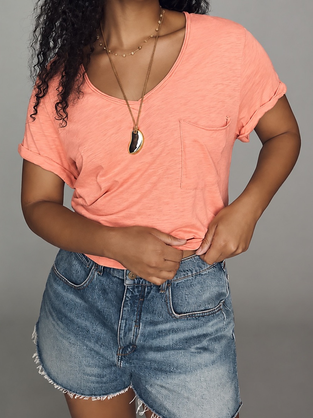 Anthropologie x T.La Pilcro Quinn Drapey V Neck Tee